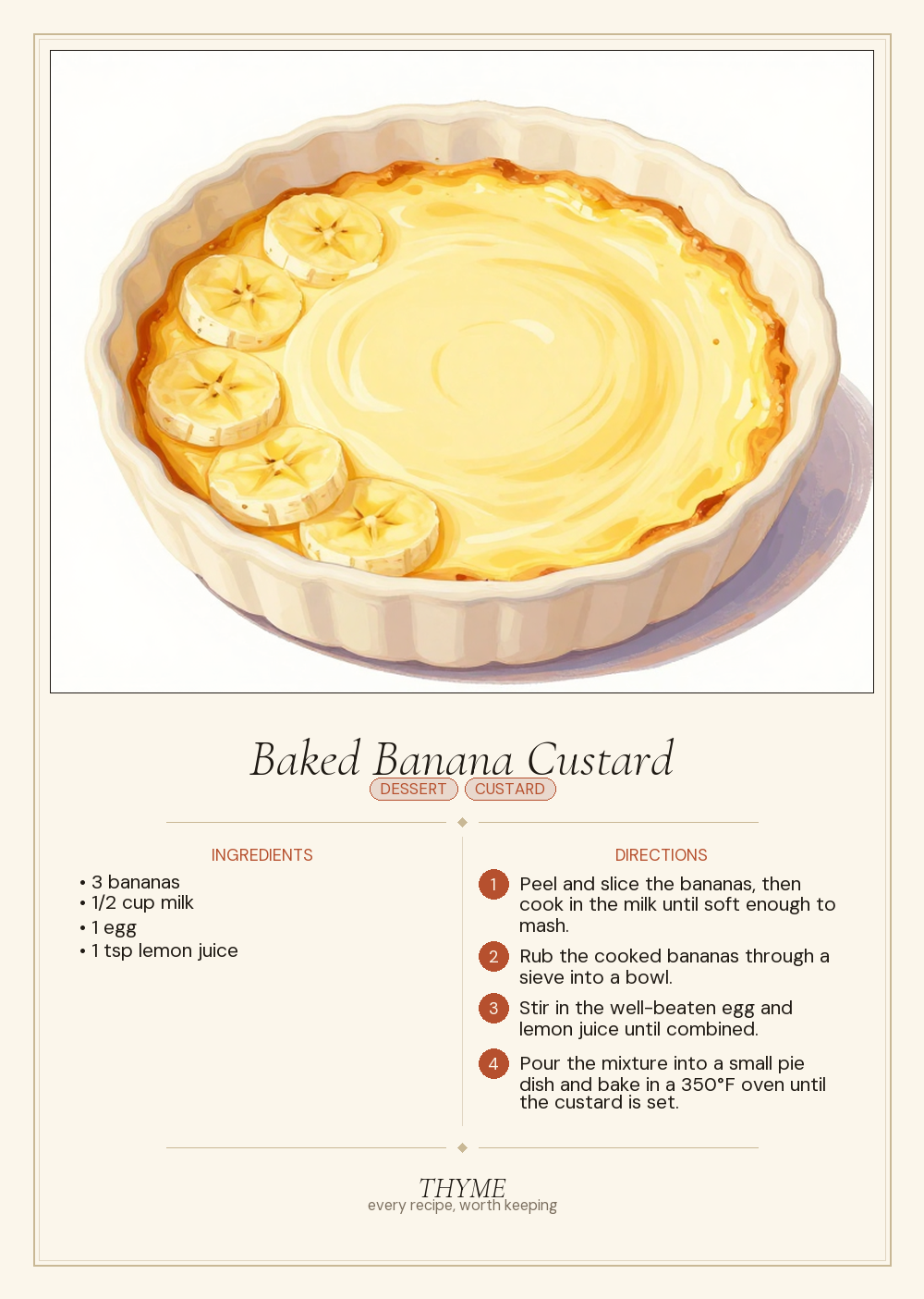 Baked Banana Custard
