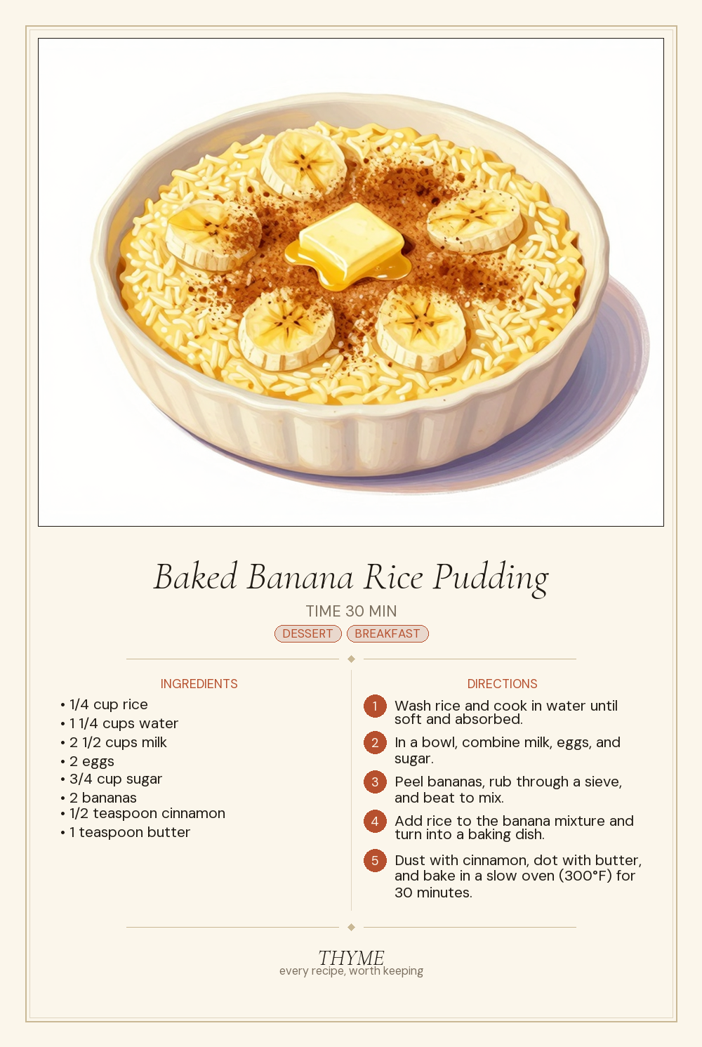 Baked Banana Rice Pudding