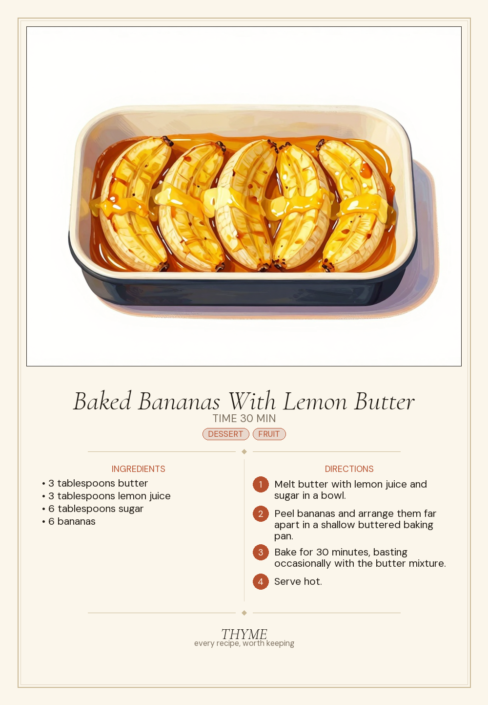 Baked Bananas With Lemon Butter