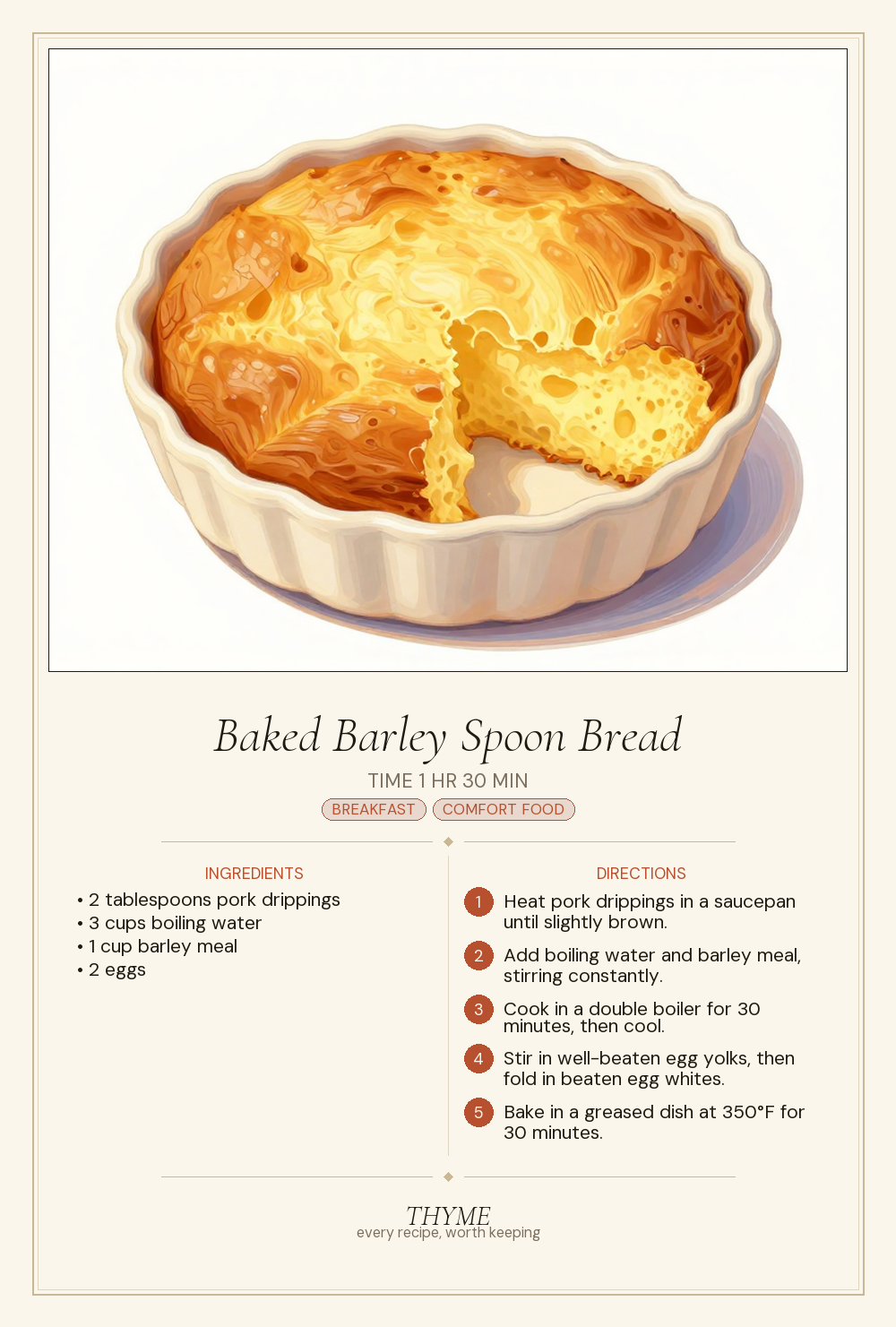 Baked Barley Spoon Bread
