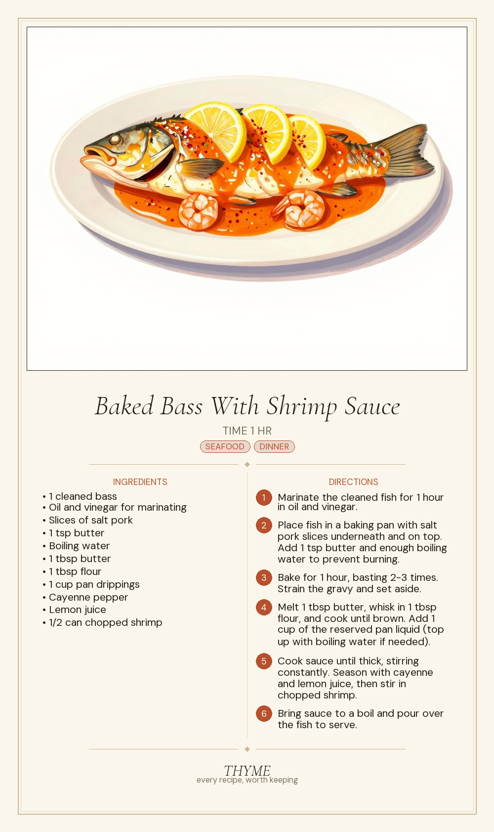 Baked Bass With Shrimp Sauce