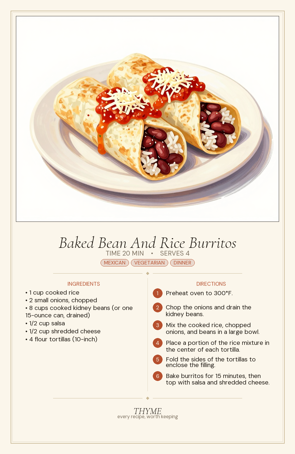 Baked Bean And Rice Burritos