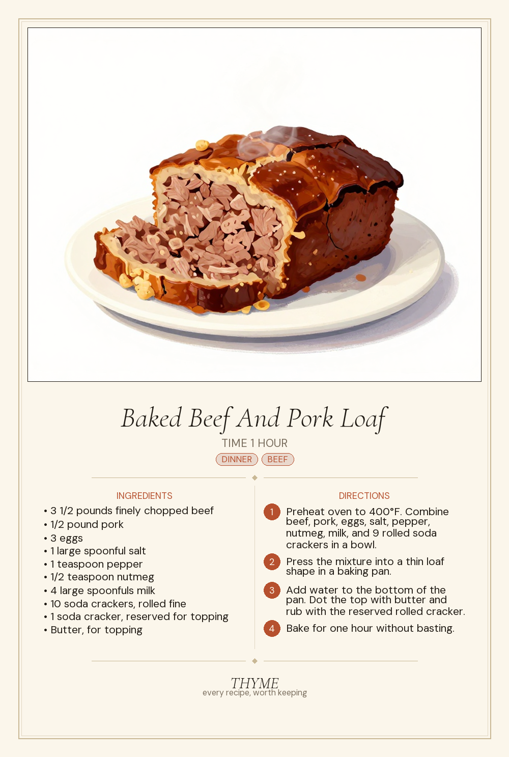 Baked Beef And Pork Loaf