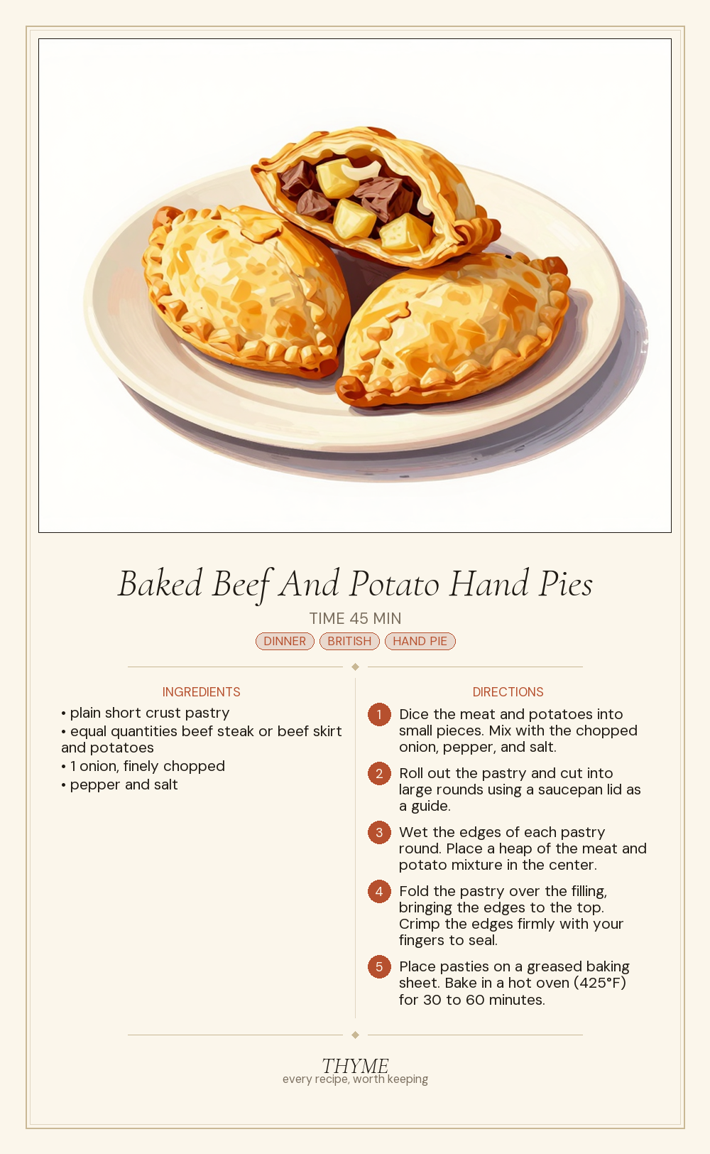 Baked Beef And Potato Hand Pies