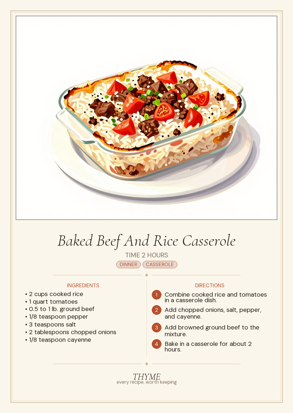 Baked Beef And Rice Casserole