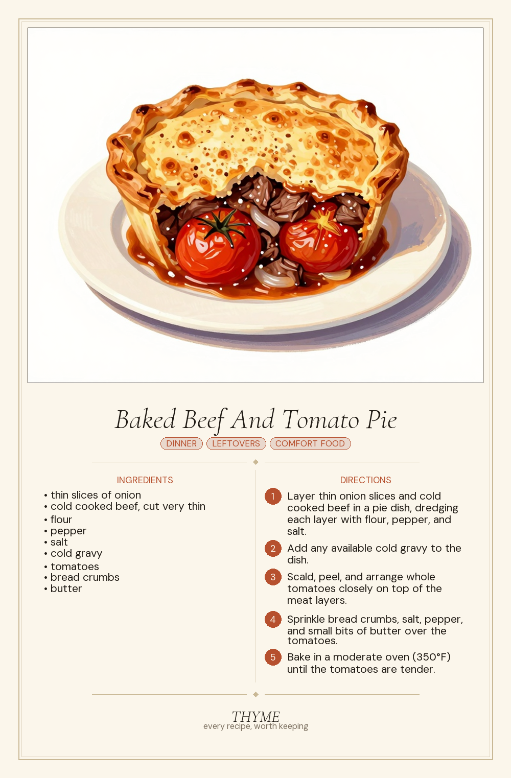 Baked Beef And Tomato Pie