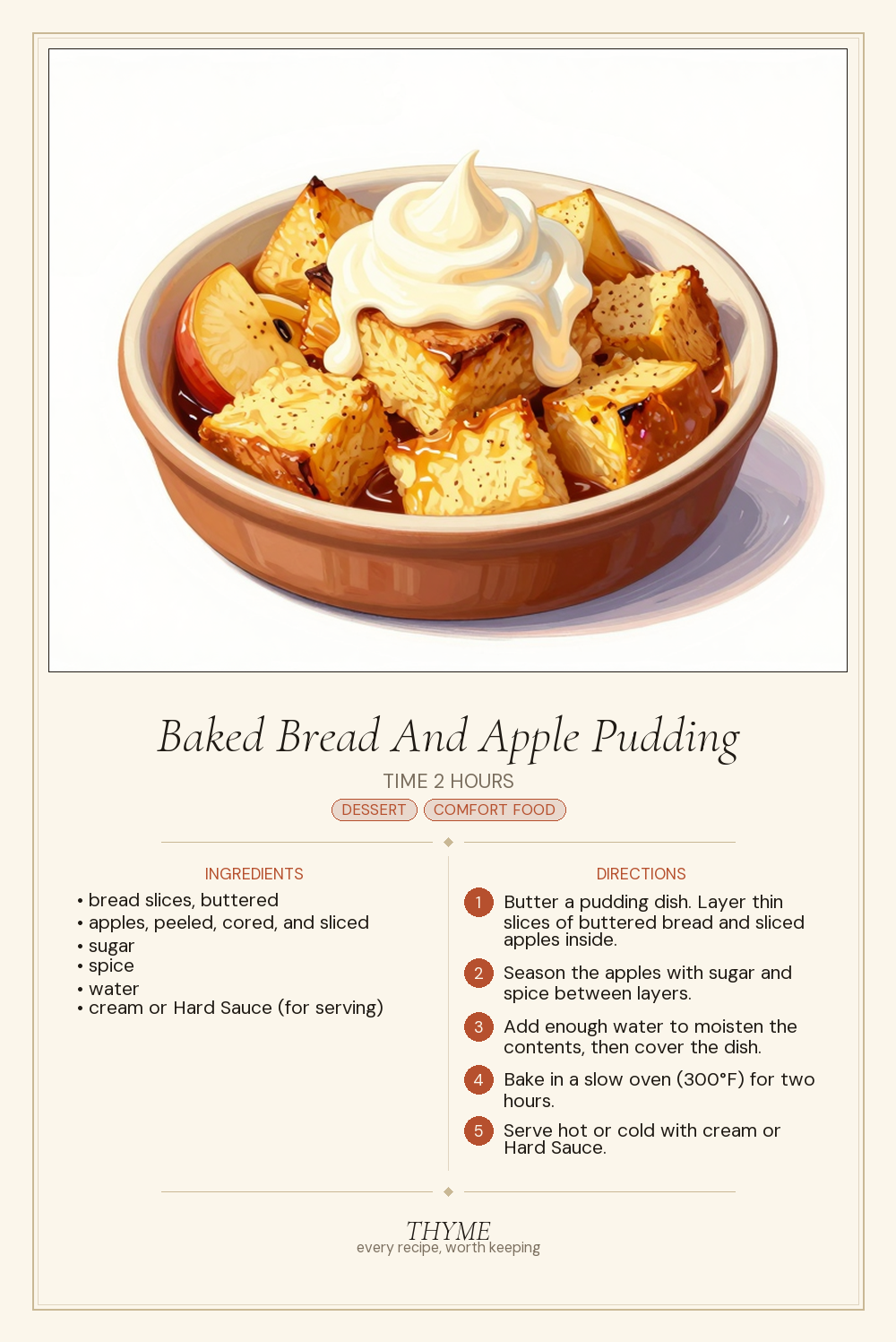 Baked Bread And Apple Pudding