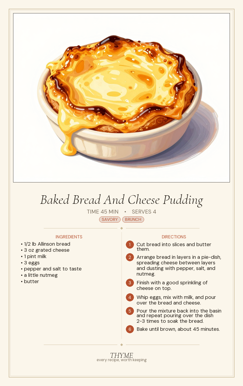 Baked Bread And Cheese Pudding