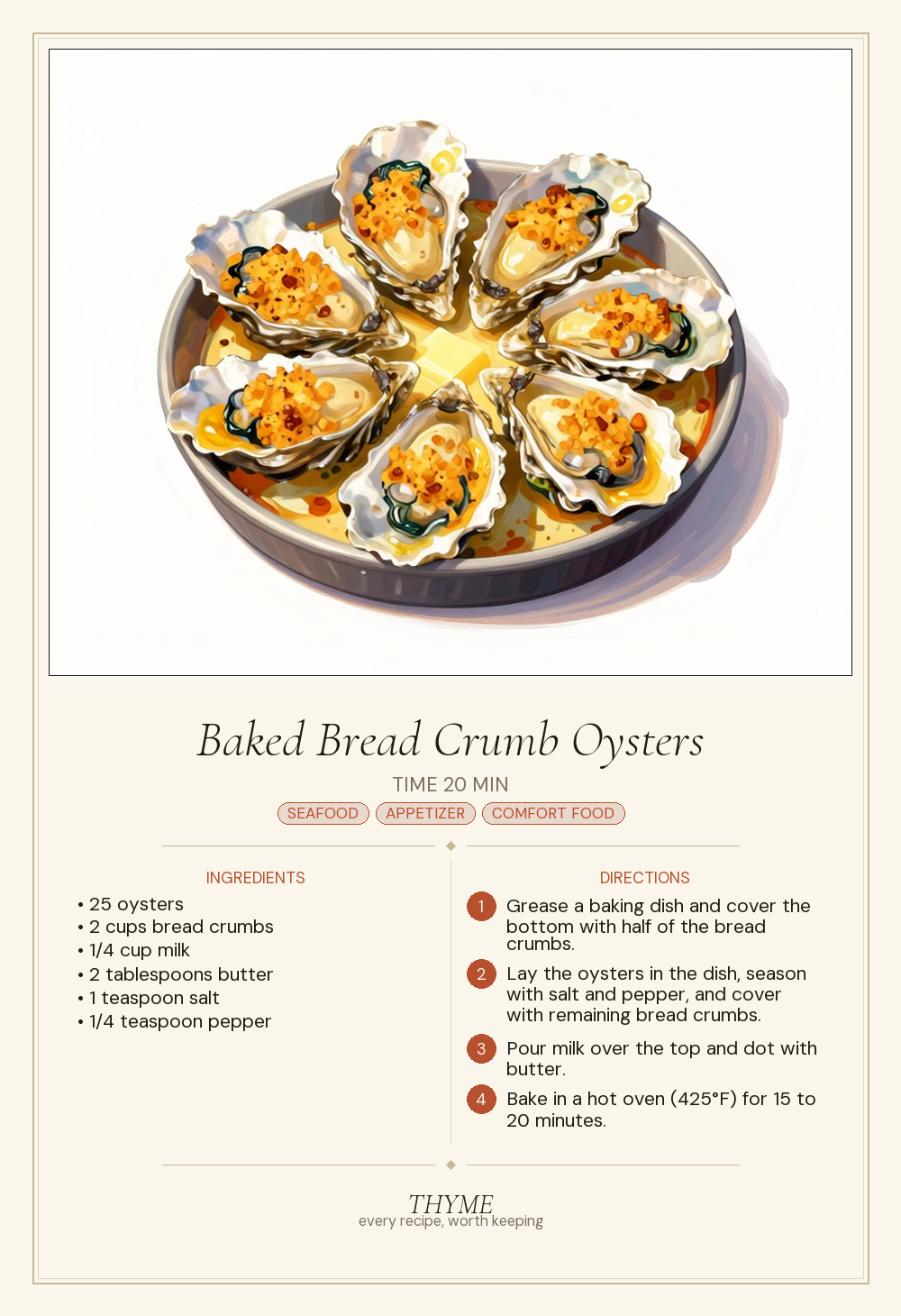 Baked Bread Crumb Oysters