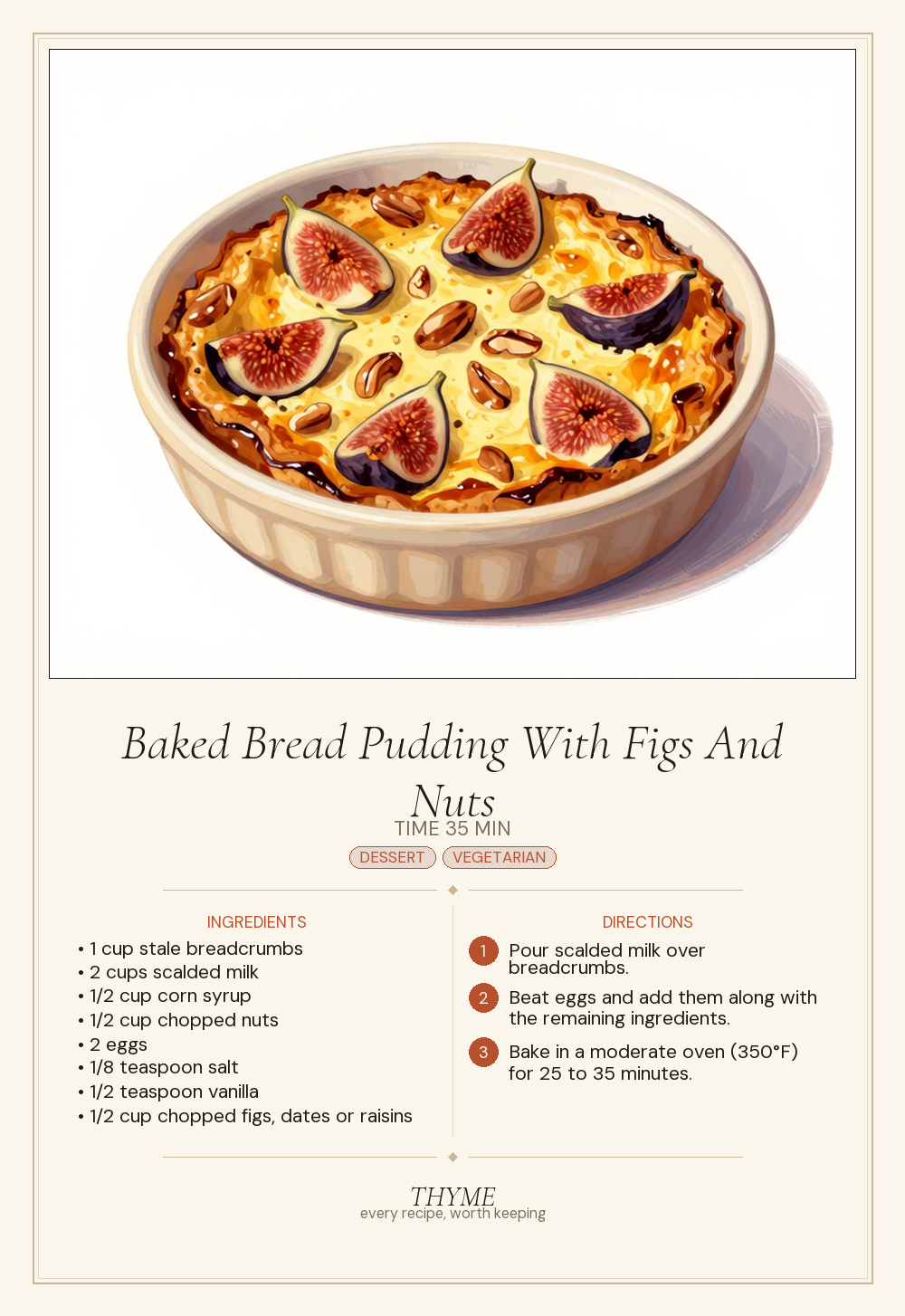 Baked Bread Pudding With Figs And Nuts