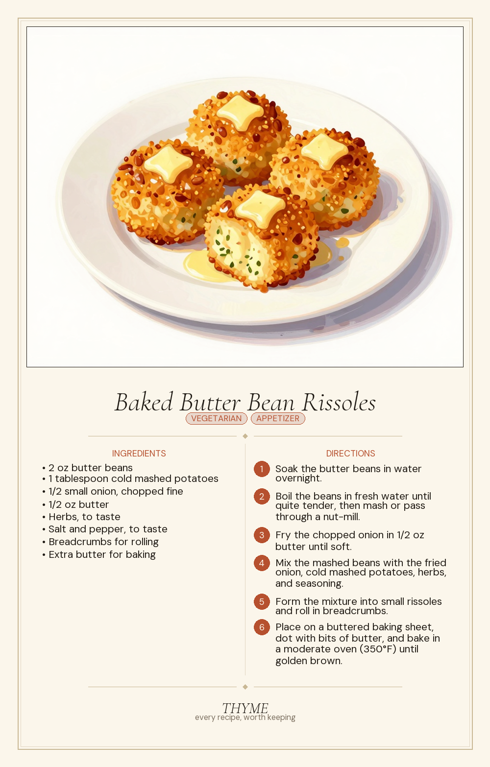 Baked Butter Bean Rissoles