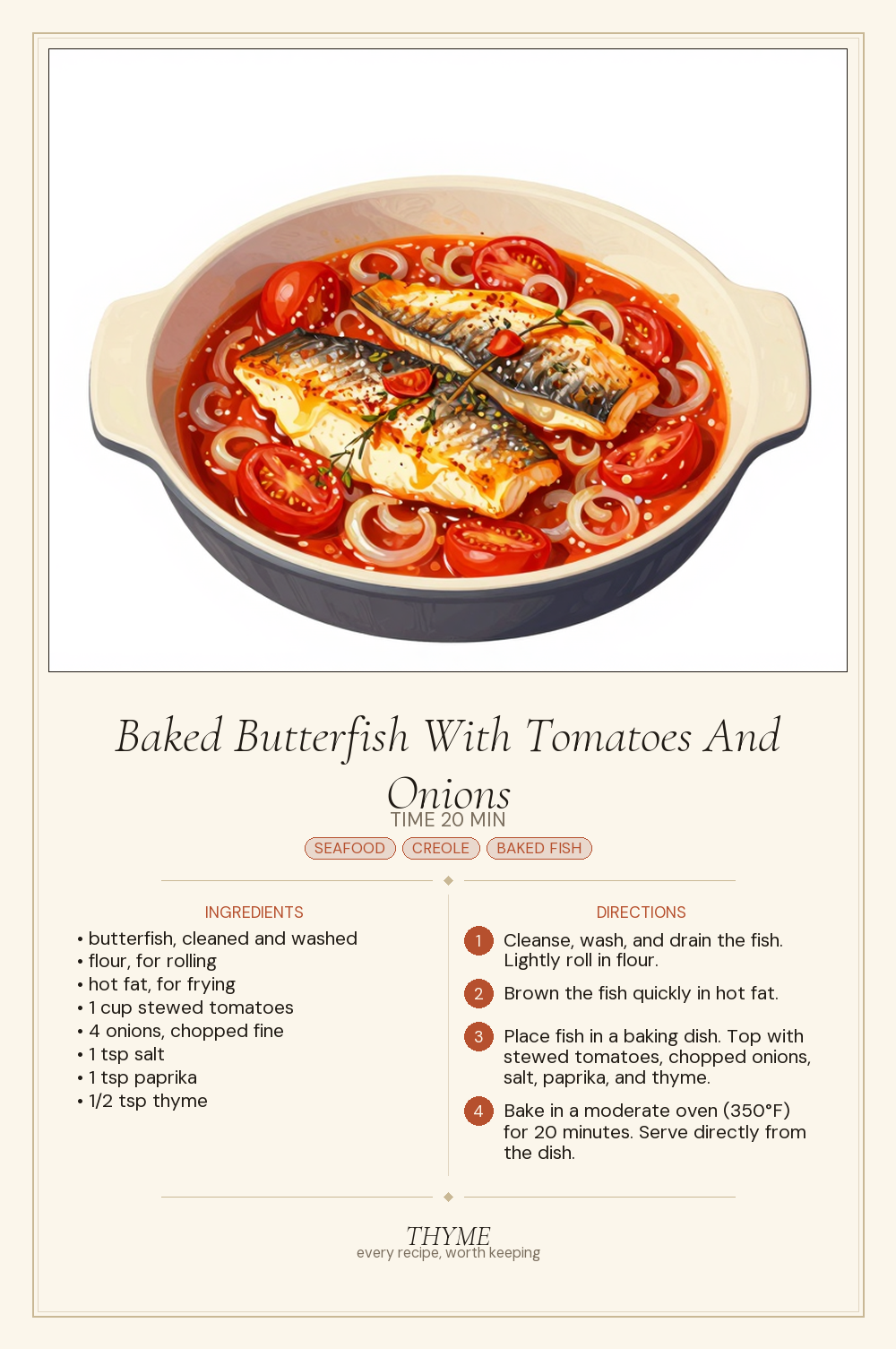 Baked Butterfish With Tomatoes And Onions