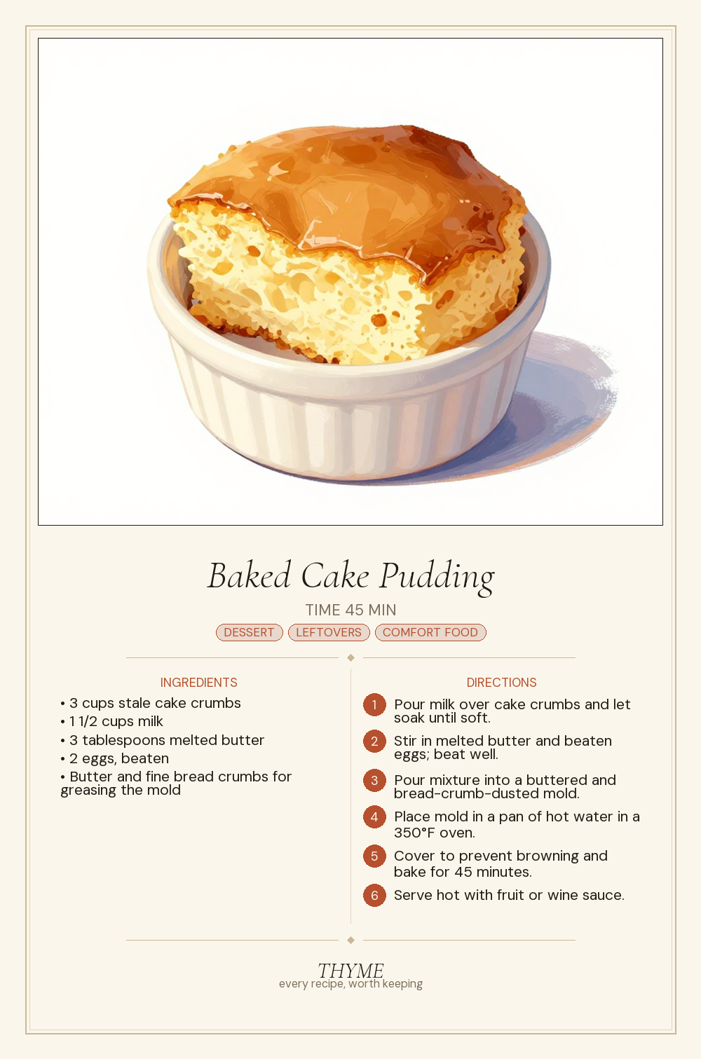 Baked Cake Pudding