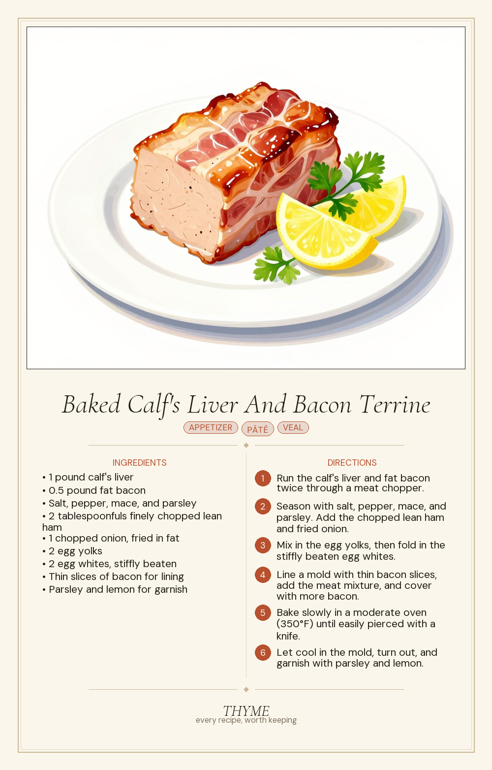 Baked Calf's Liver And Bacon Terrine