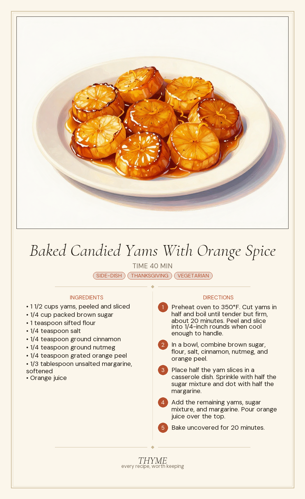 Baked Candied Yams With Orange Spice