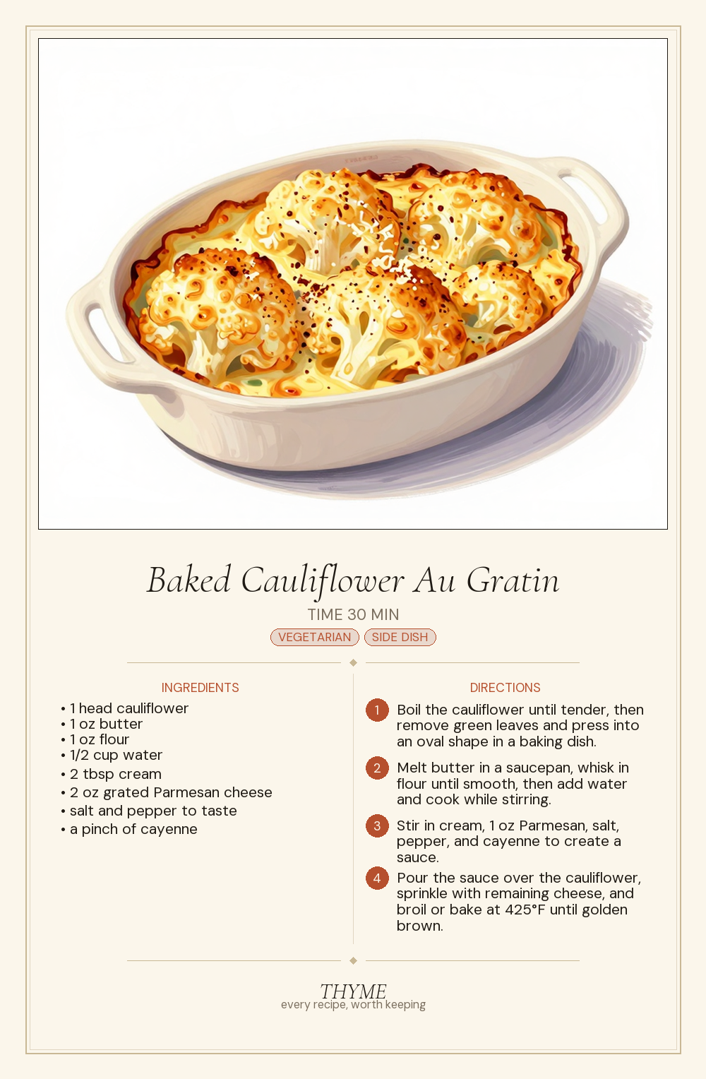 Baked Cauliflower Au Gratin