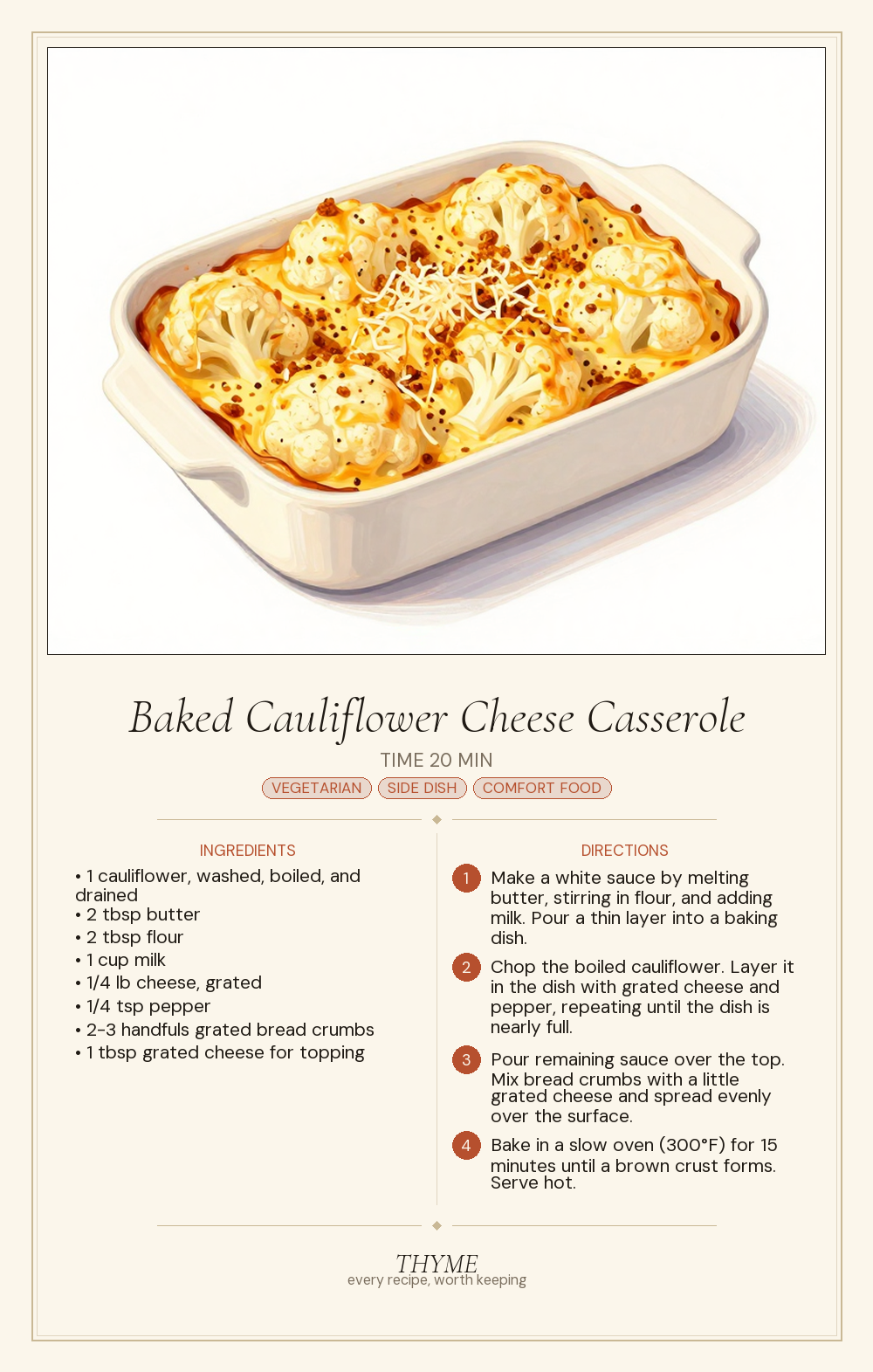 Baked Cauliflower Cheese Casserole
