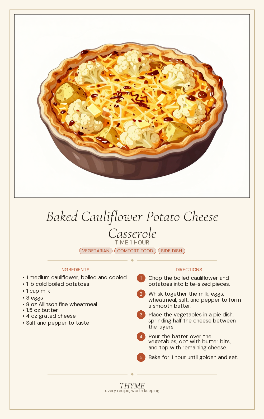 Baked Cauliflower Potato Cheese Casserole