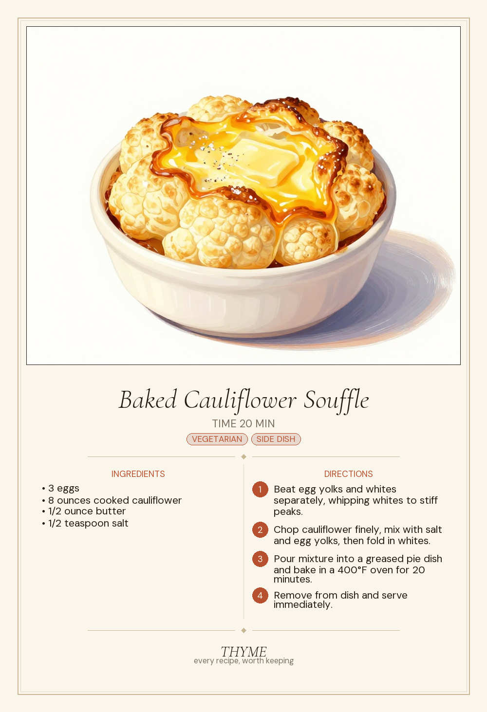 Baked Cauliflower Souffle