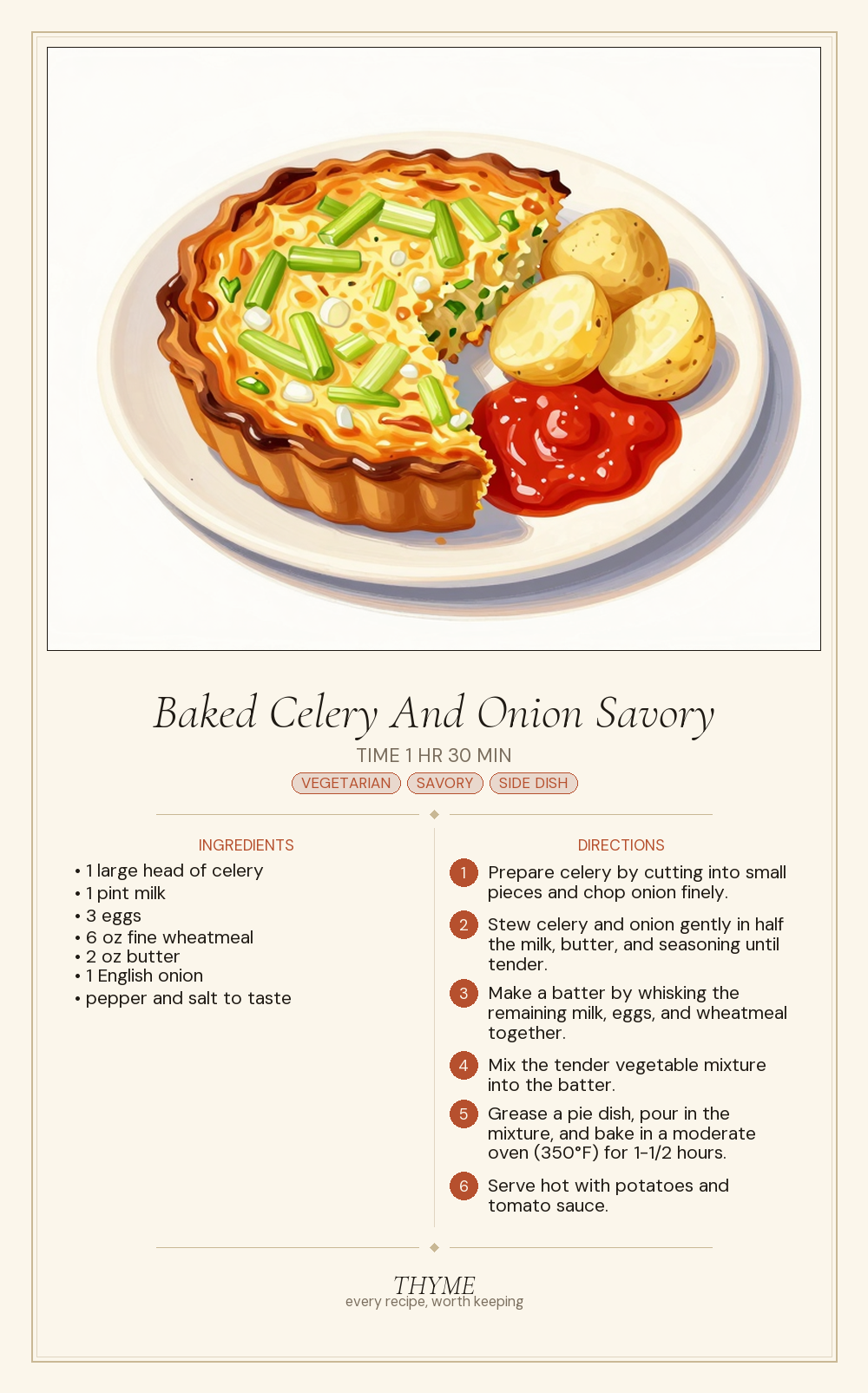 Baked Celery And Onion Savory