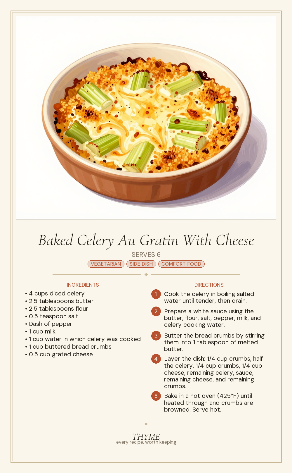 Baked Celery Au Gratin With Cheese