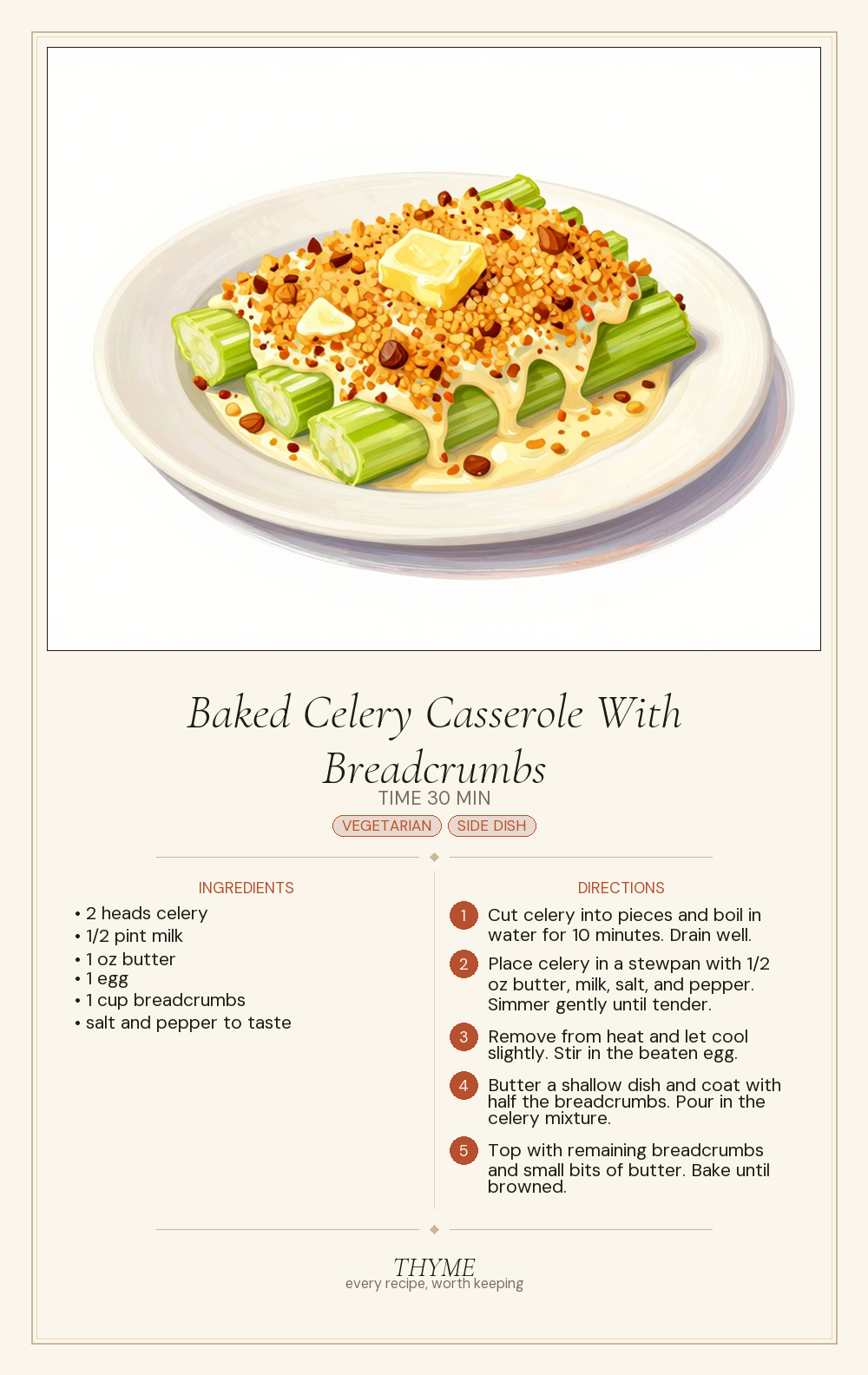 Baked Celery Casserole With Breadcrumbs