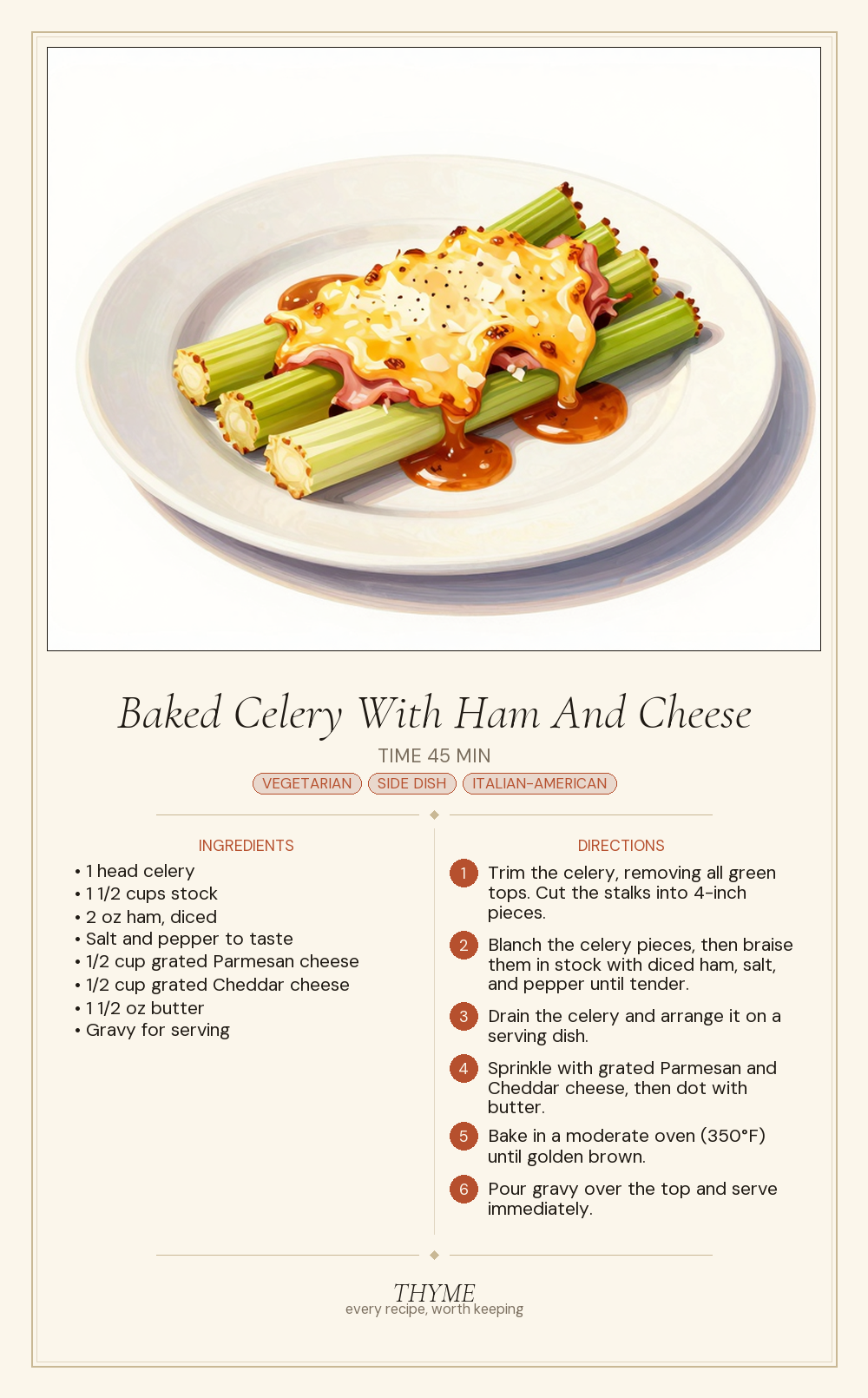 Baked Celery With Ham And Cheese