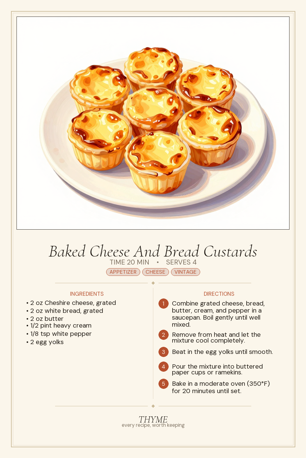 Baked Cheese And Bread Custards