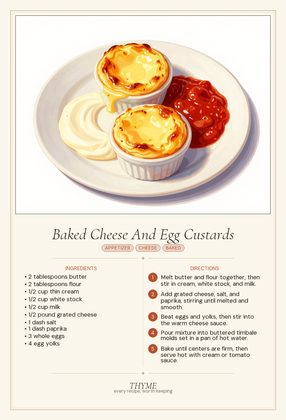 Baked Cheese And Egg Custards