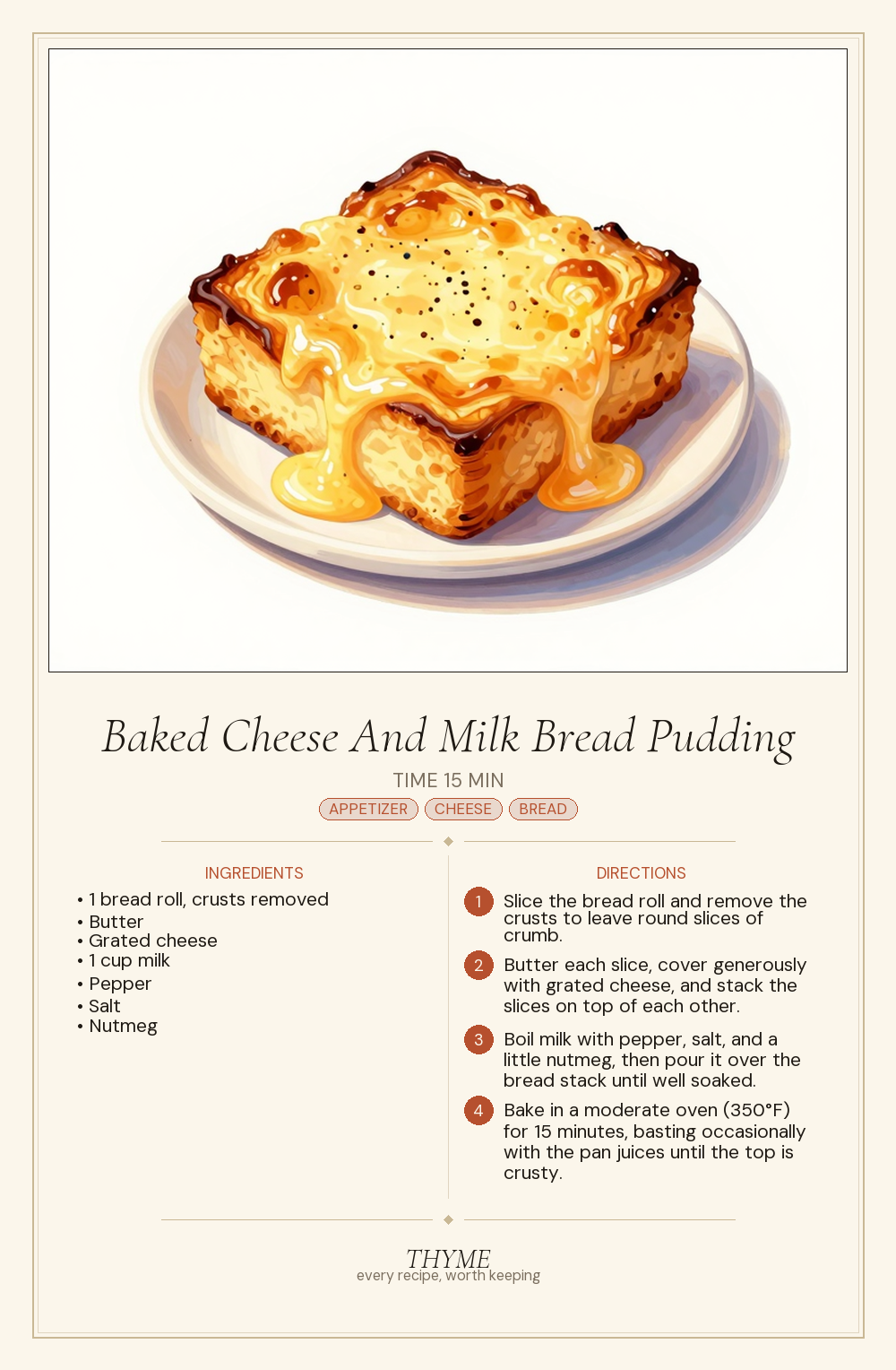 Baked Cheese And Milk Bread Pudding