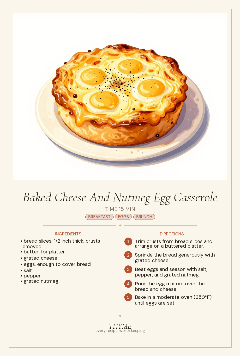Baked Cheese And Nutmeg Egg Casserole