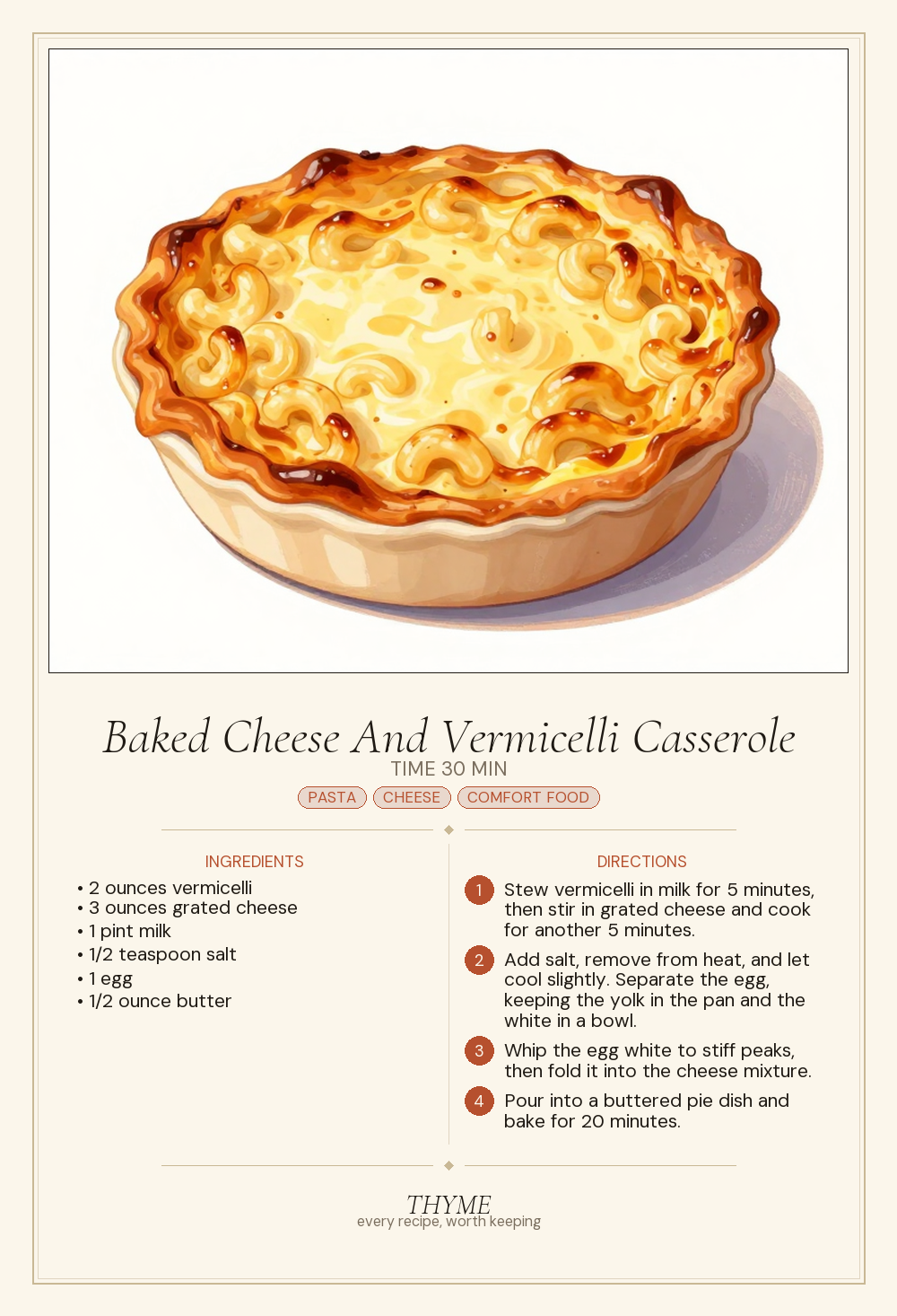 Baked Cheese And Vermicelli Casserole