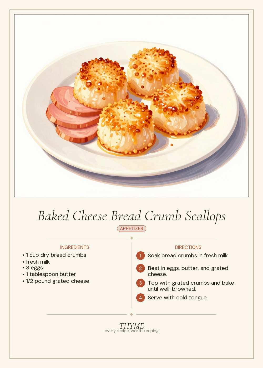 Baked Cheese Bread Crumb Scallops