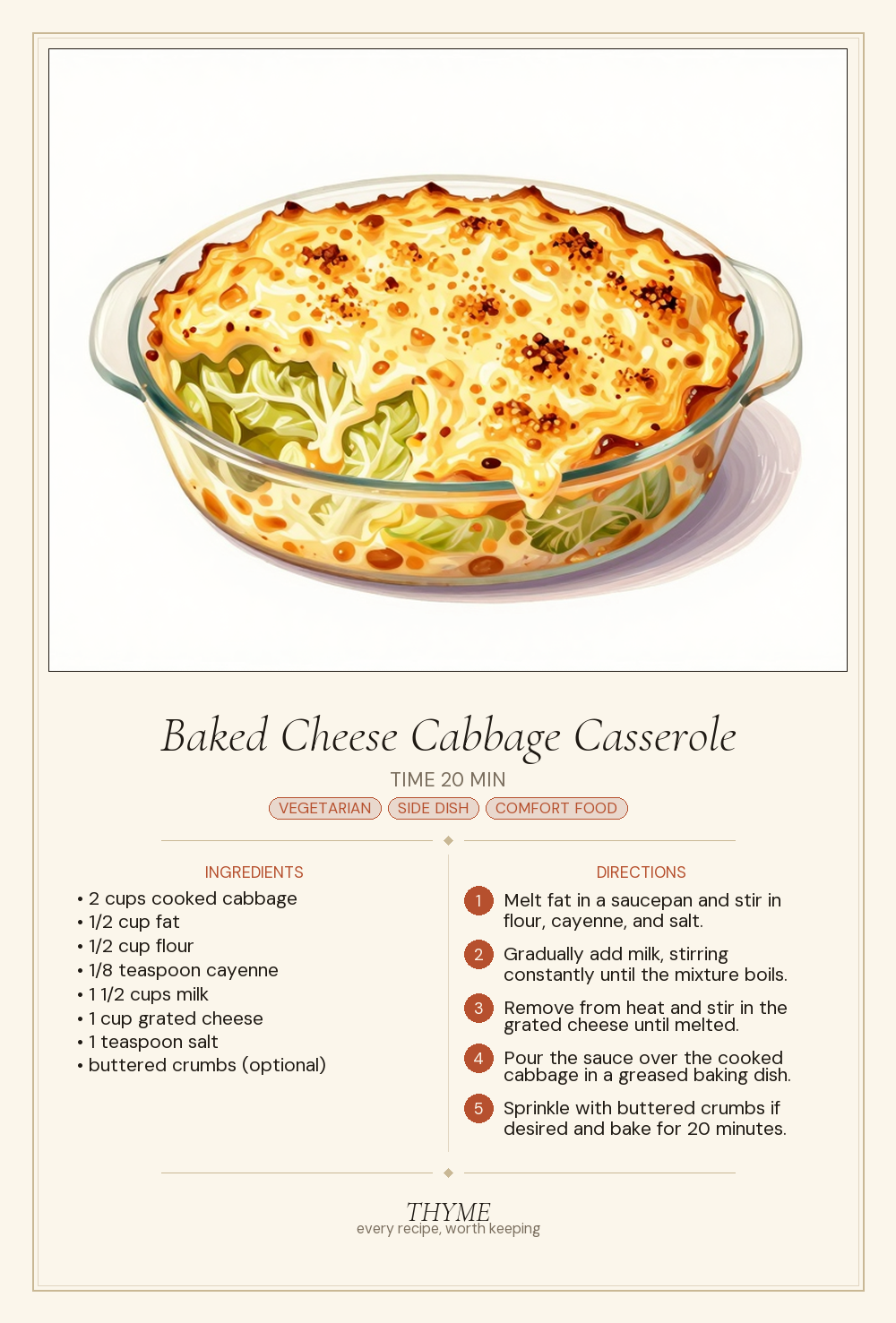 Baked Cheese Cabbage Casserole