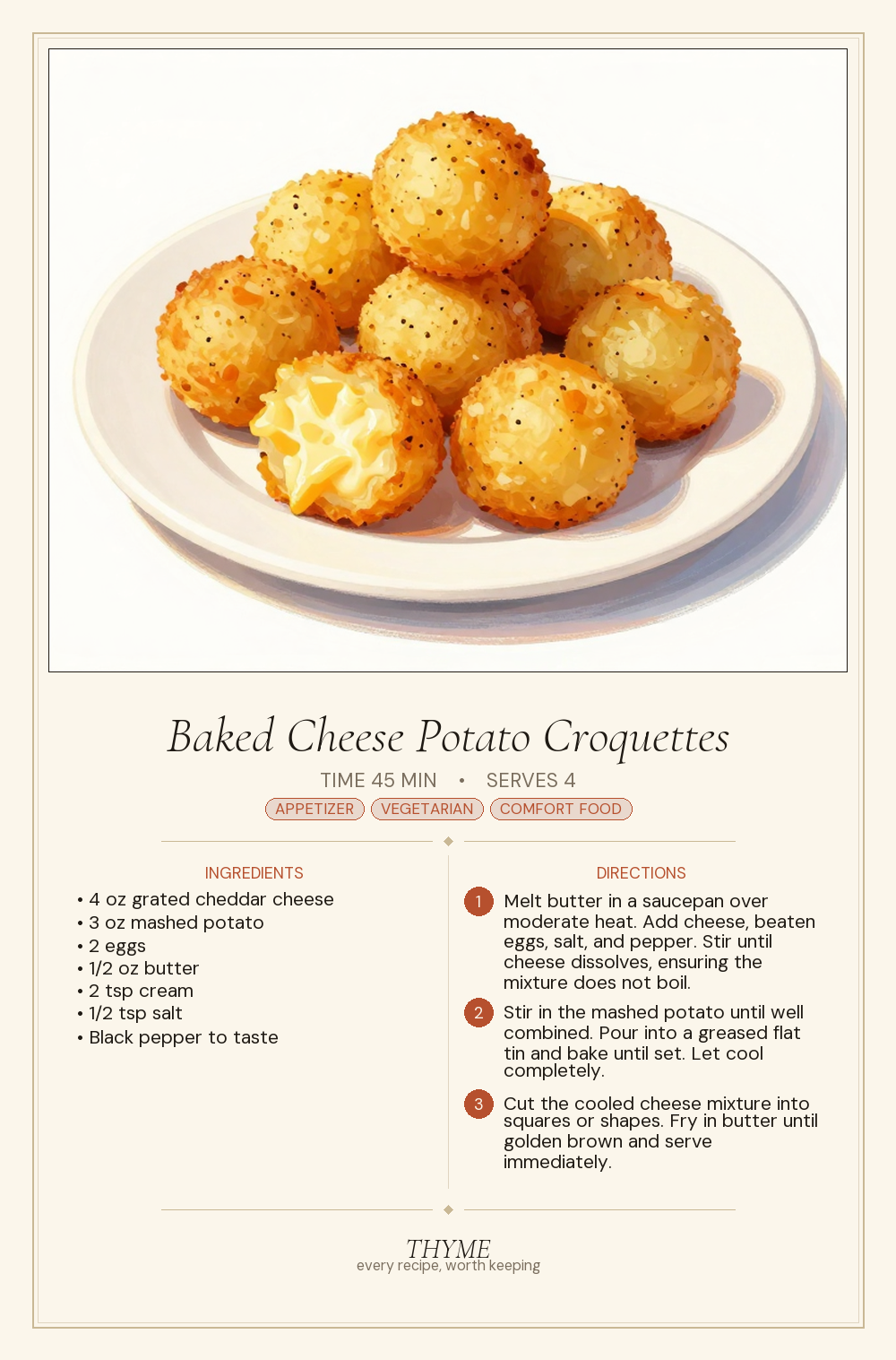 Baked Cheese Potato Croquettes