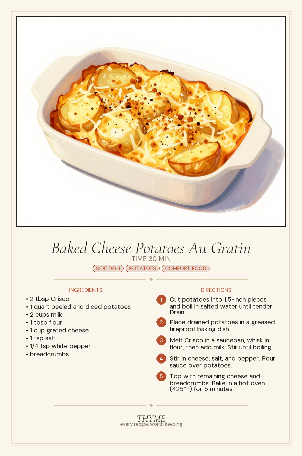 Baked Cheese Potatoes Au Gratin