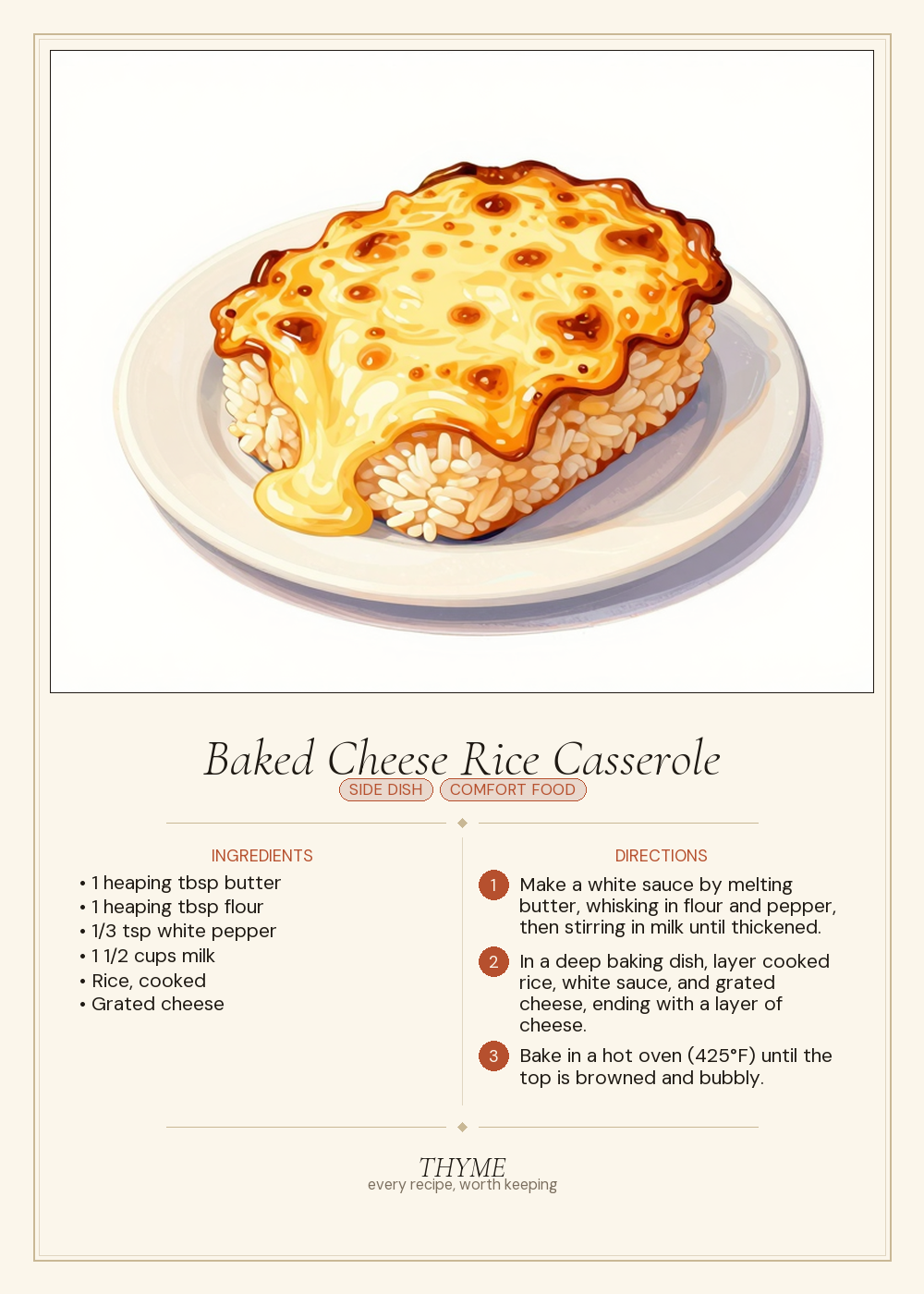 Baked Cheese Rice Casserole