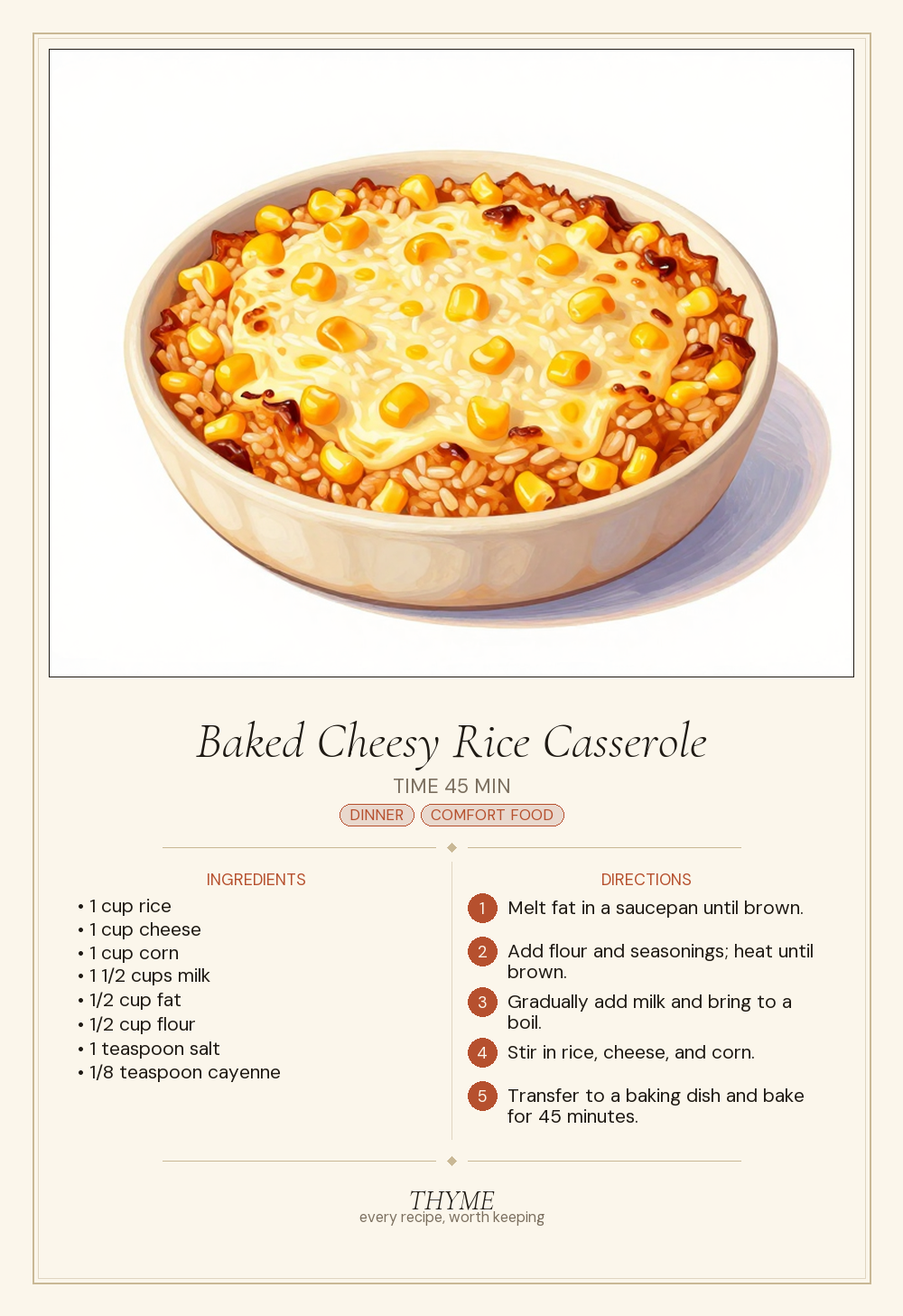 Baked Cheesy Rice Casserole