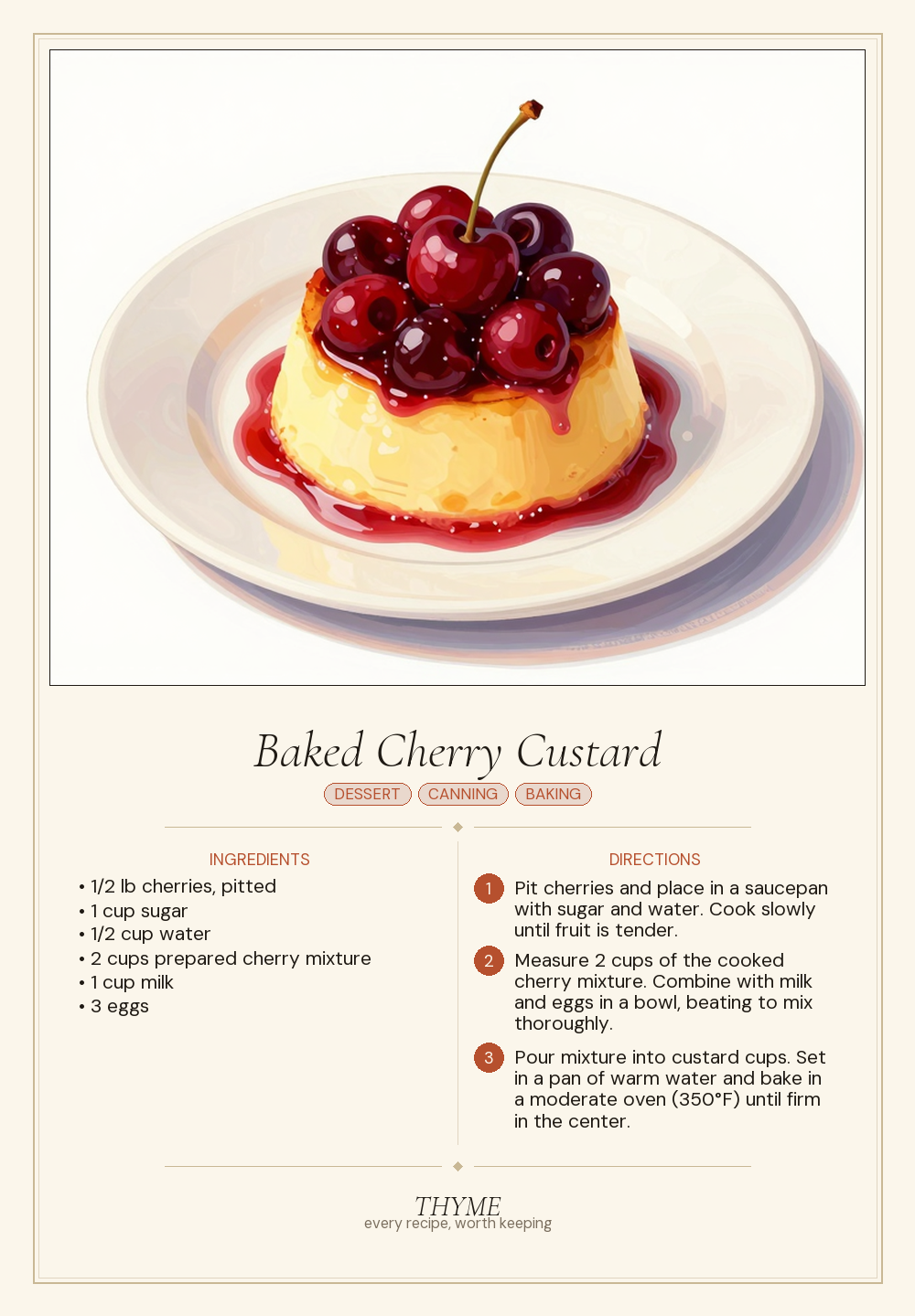 Baked Cherry Custard