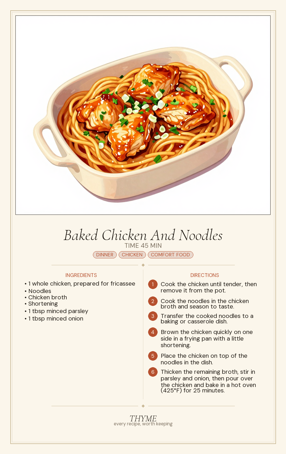 Baked Chicken And Noodles