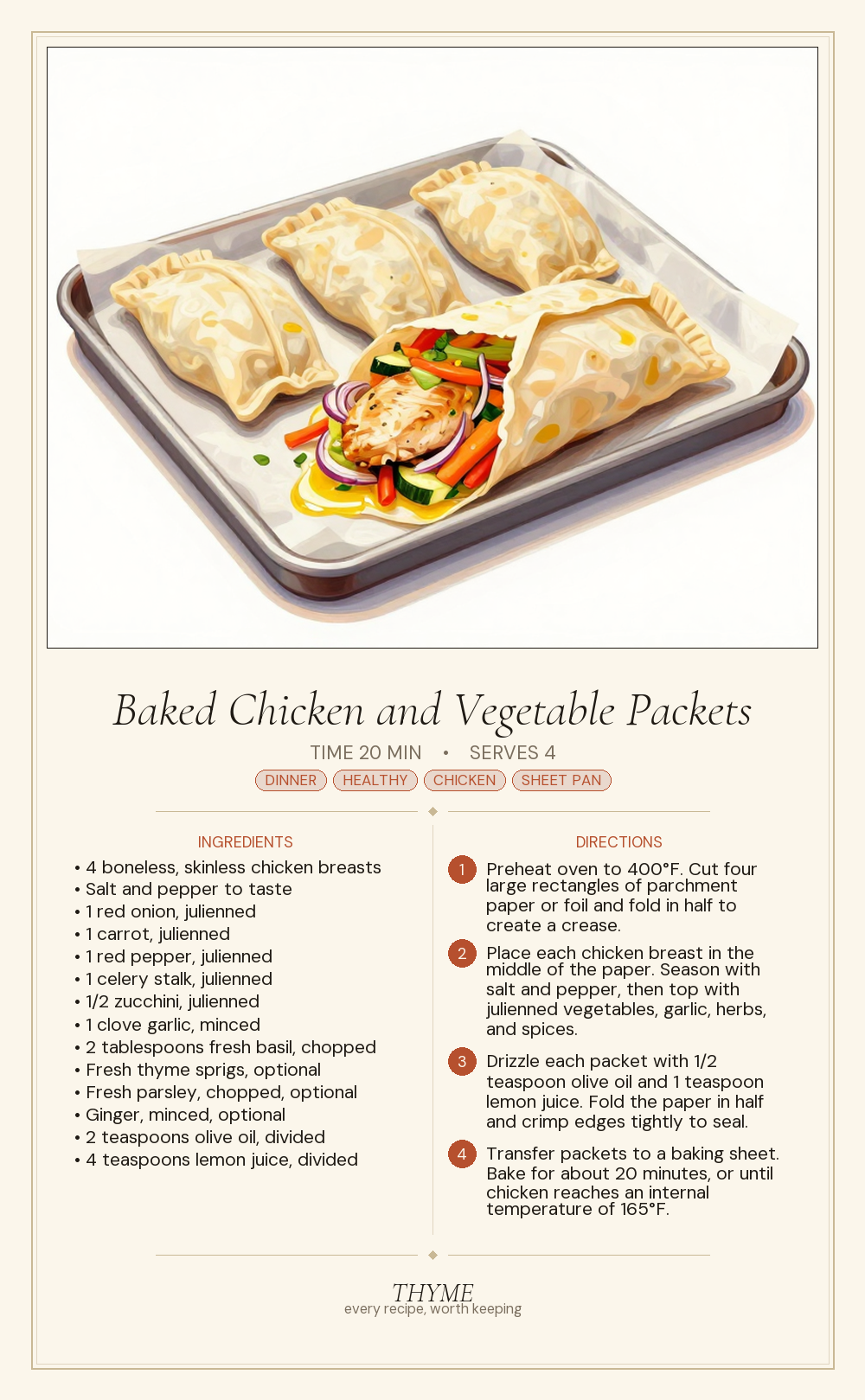 Baked Chicken and Vegetable Packets