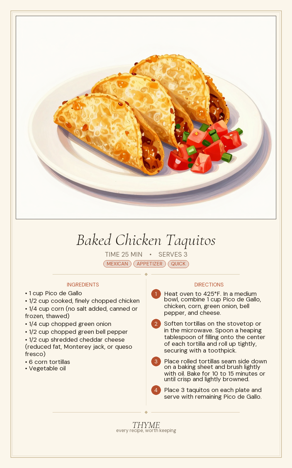 Baked Chicken Taquitos
