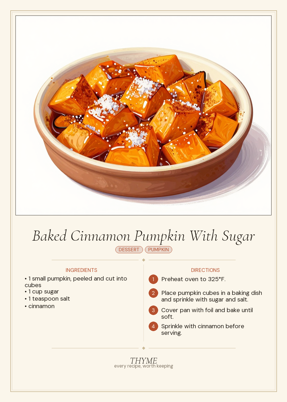 Baked Cinnamon Pumpkin With Sugar