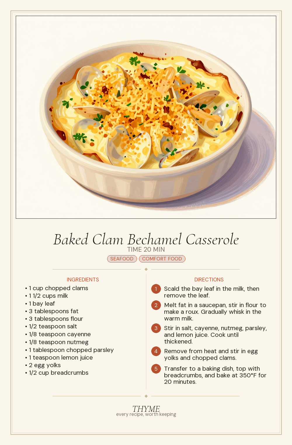 Baked Clam Bechamel Casserole
