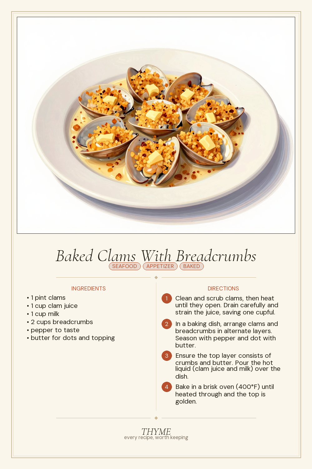 Baked Clams With Breadcrumbs