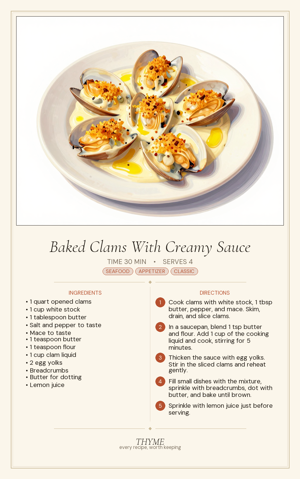 Baked Clams With Creamy Sauce