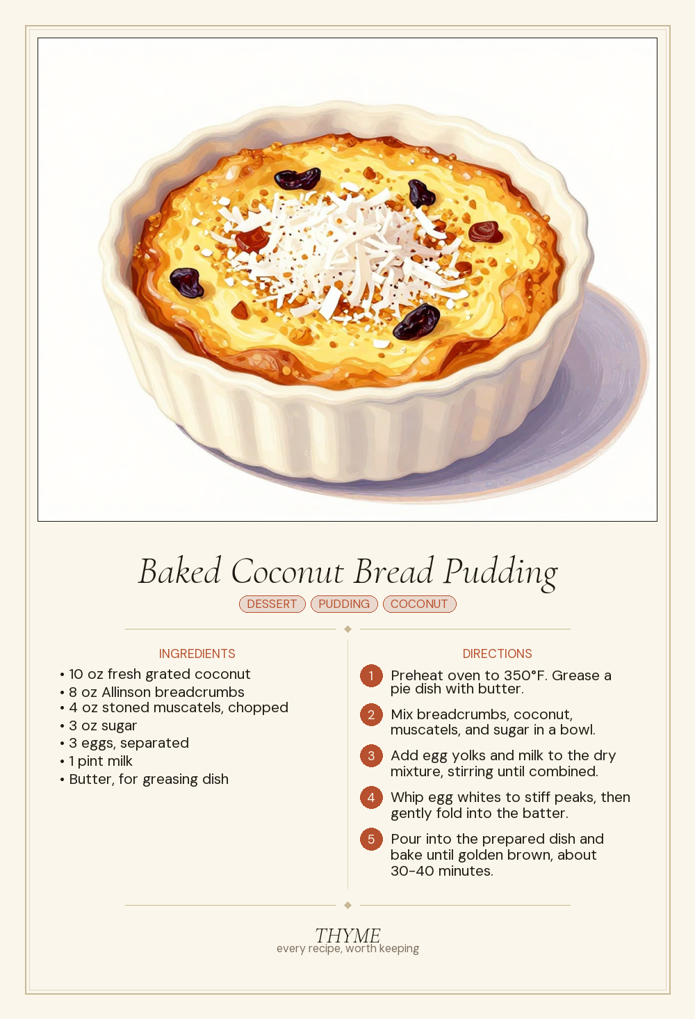 Baked Coconut Bread Pudding
