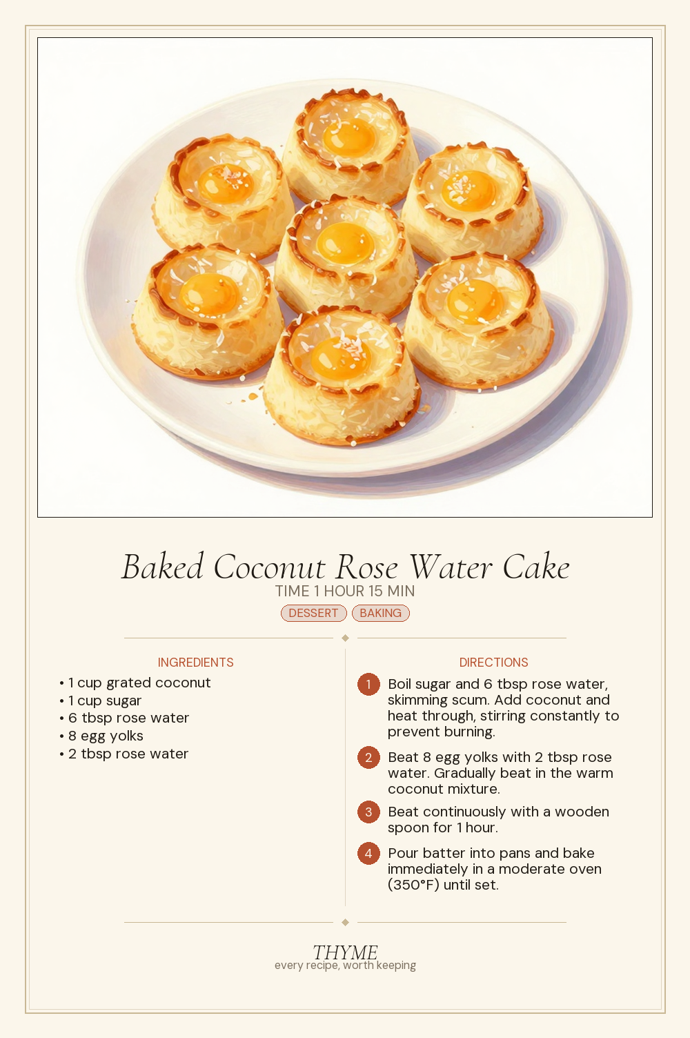 Baked Coconut Rose Water Cake