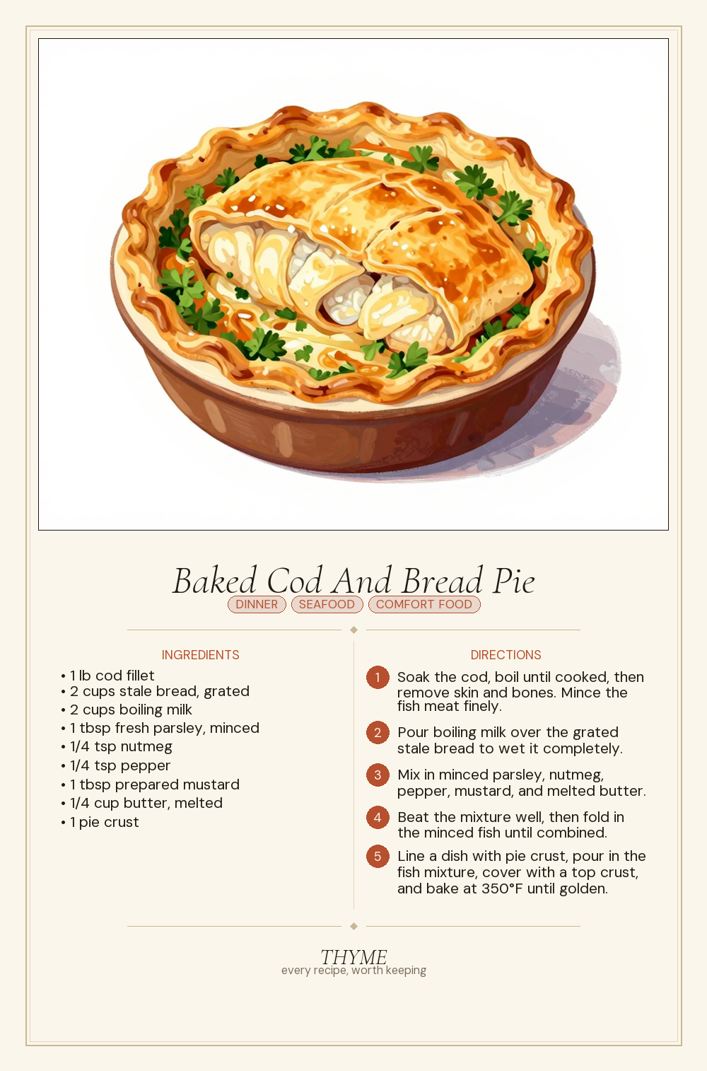 Baked Cod And Bread Pie