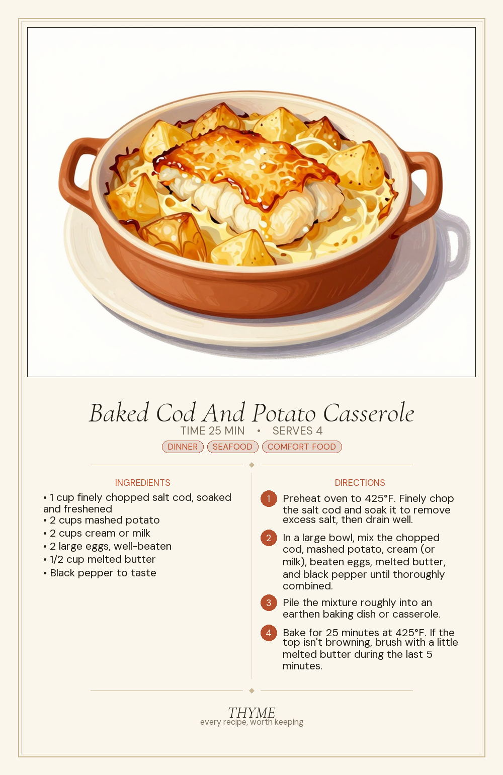 Baked Cod And Potato Casserole